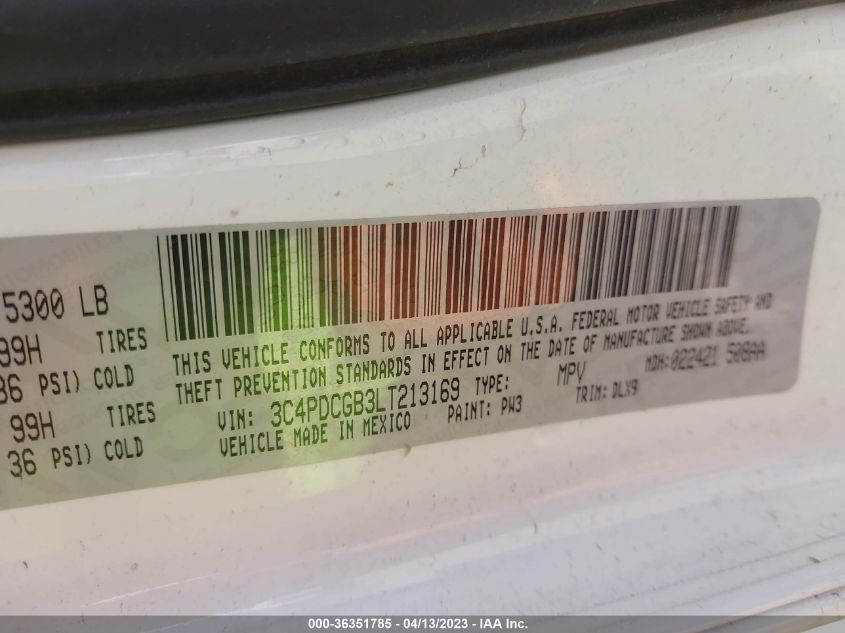 2020 DODGE JOURNEY CROSSROAD - 3C4PDCGB3LT213169
