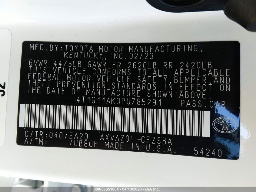 2023 TOYOTA CAMRY SE/SE NIGHTSHADE - 4T1G11AK3PU785291