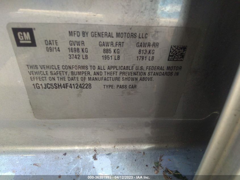 2015 CHEVROLET SONIC LT - 1G1JC5SH4F4124228