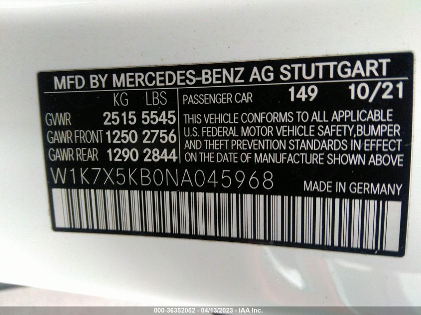2022 MERCEDES-BENZ AMG GT AMG GT 43 W1K7X5KB0NA045968