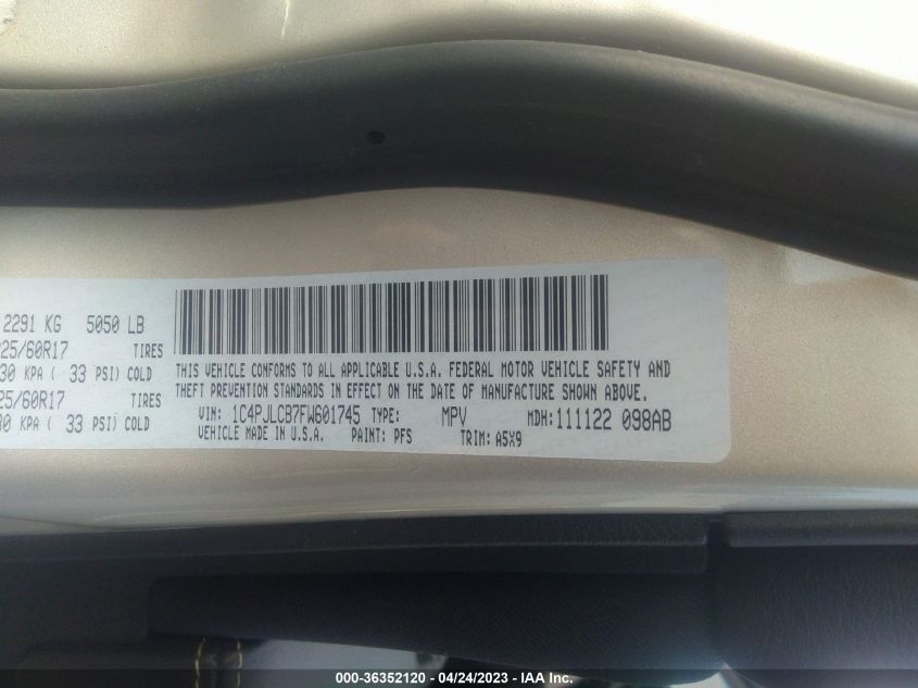 2015 JEEP CHEROKEE LATITUDE - 1C4PJLCB7FW601745