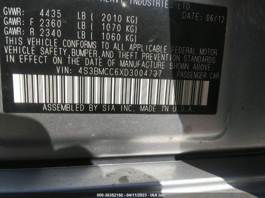 2013 SUBARU LEGACY 2.5I PREMIUM - 4S3BMCC6XD3004737
