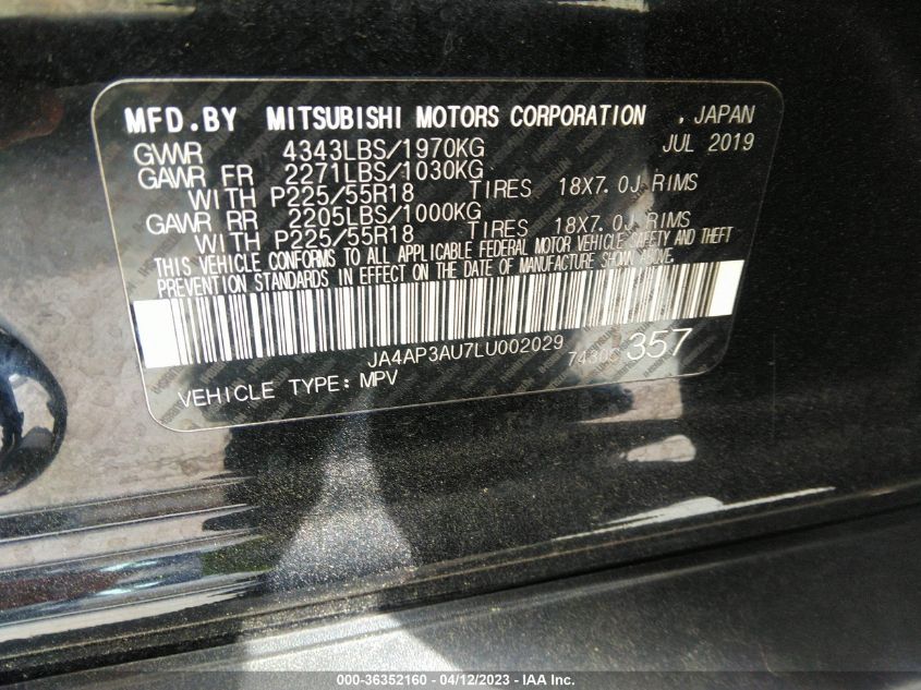 2020 MITSUBISHI OUTLANDER SPORT ES 2.0/SP 2.0 - JA4AP3AU7LU002029