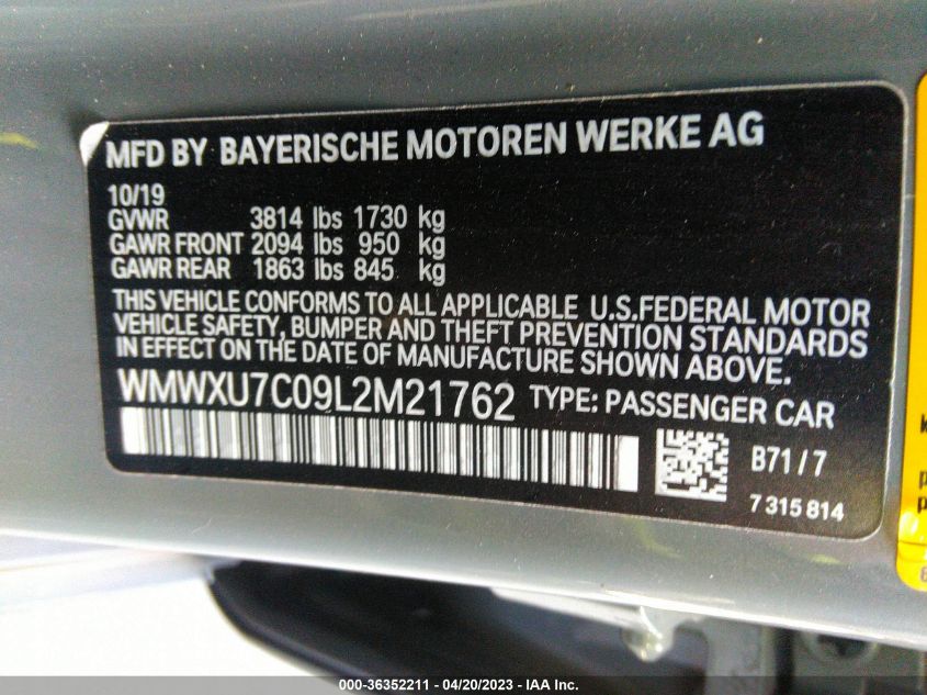 2020 MINI HARDTOP 4 DOOR COOPER - WMWXU7C09L2M21762