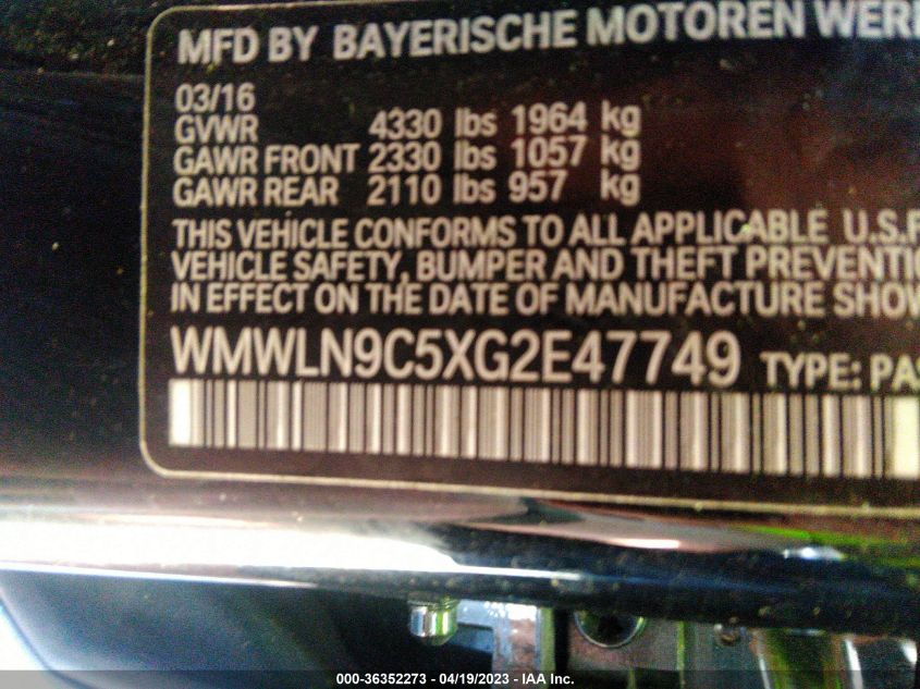 2016 MINI COOPER CLUBMAN S - WMWLN9C5XG2E47749