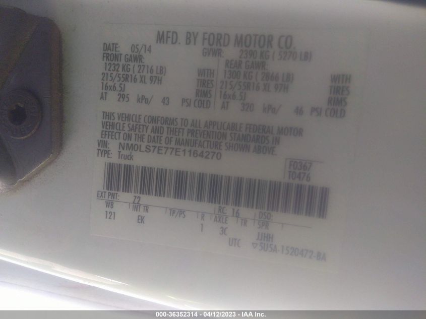 2014 FORD TRANSIT CONNECT XL - NM0LS7E77E1164270