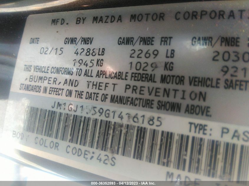 2016 MAZDA MAZDA6 I TOURING - JM1GJ1V59G1416185