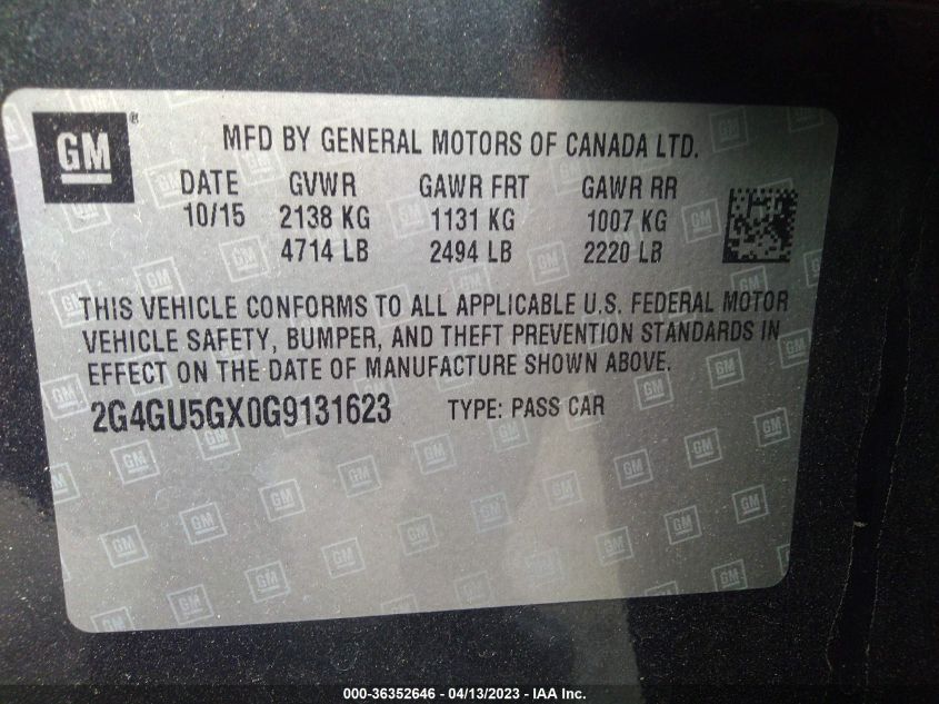 2016 BUICK REGAL GS - 2G4GU5GX0G9131623