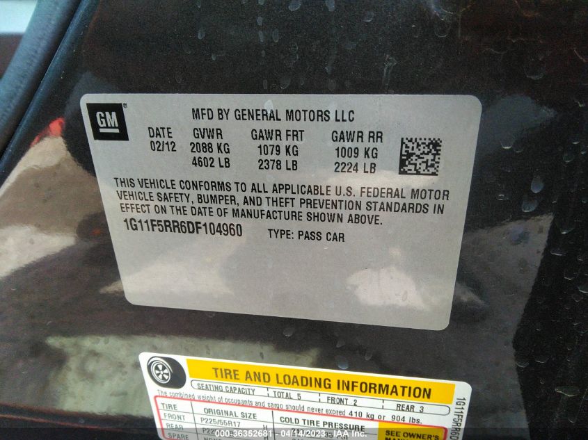 2013 CHEVROLET MALIBU ECO - 1G11F5RR6DF104960