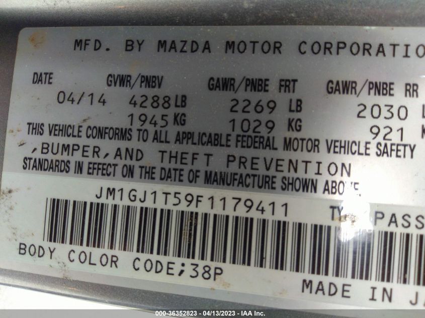 2015 MAZDA MAZDA6 I TOURING - JM1GJ1T59F1179411