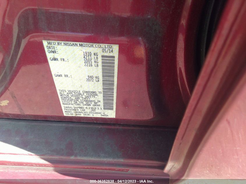2014 NISSAN ALTIMA 2.5 SV - 1N4AL3AP9EC426211