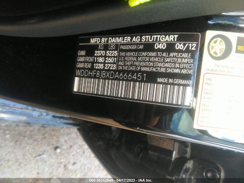2013 MERCEDES-BENZ E-CLASS E 350 - WDDHF8JBXDA666451