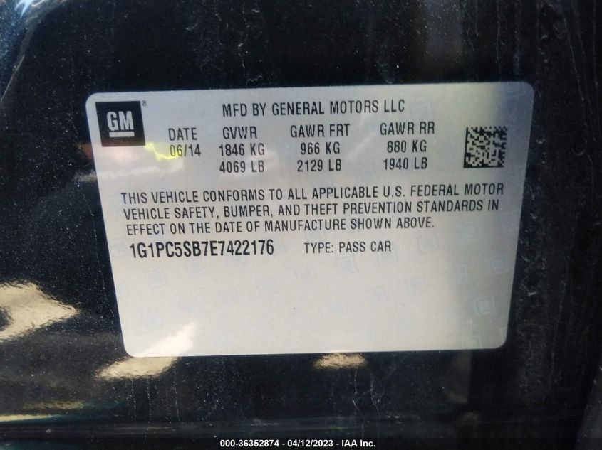 2014 CHEVROLET CRUZE 1LT - 1G1PC5SB7E7422176