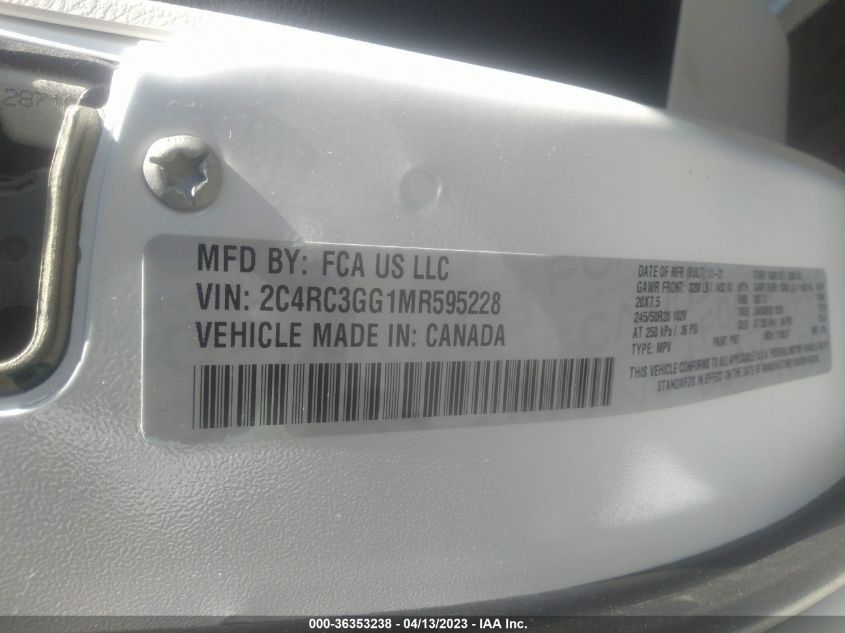 2021 CHRYSLER PACIFICA LIMITED - 2C4RC3GG1MR595228