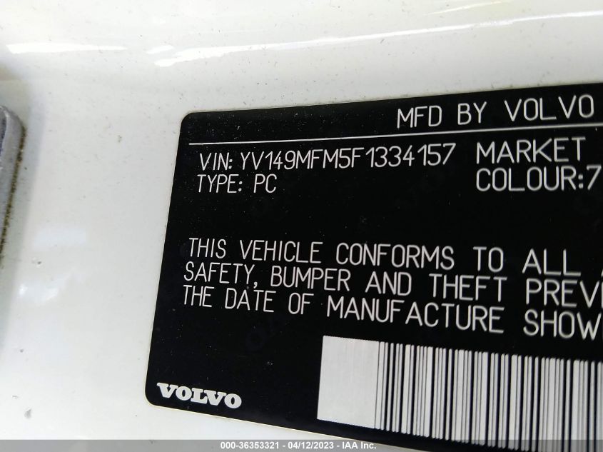 2015 VOLVO S60 T6 DRIVE-E PLATINUM - YV149MFM5F1334157
