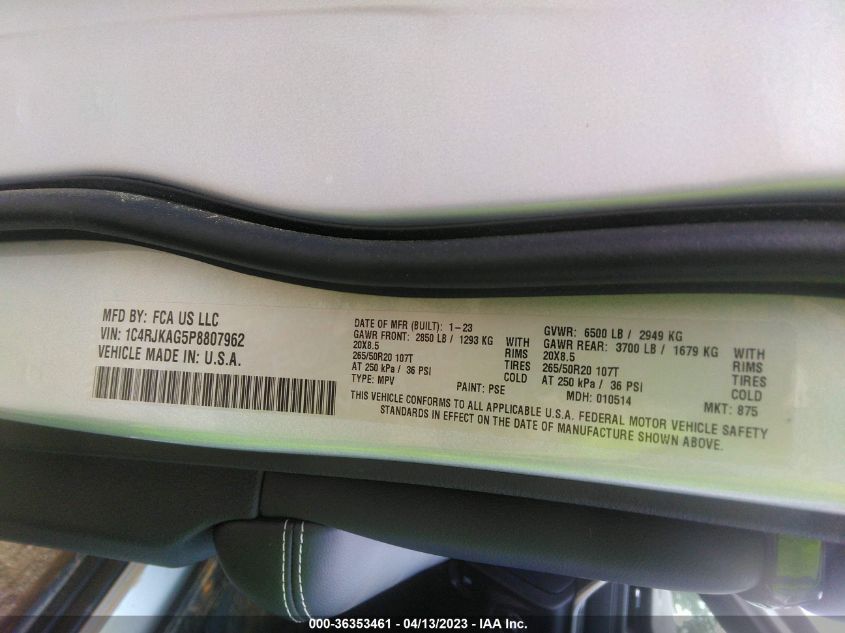 2023 JEEP GRAND CHEROKEE L ALTITUDE - 1C4RJKAG5P8807962