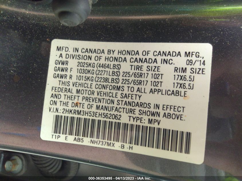 2014 HONDA CR-V EX - 2HKRM3H53EH562062