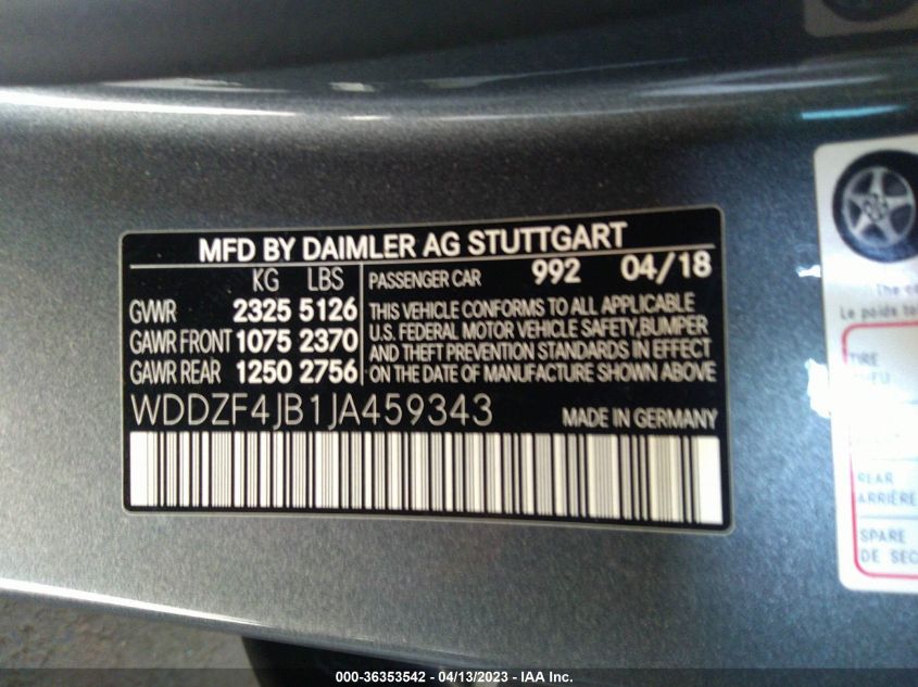 2018 MERCEDES-BENZ E-CLASS E 300 - WDDZF4JB1JA459343