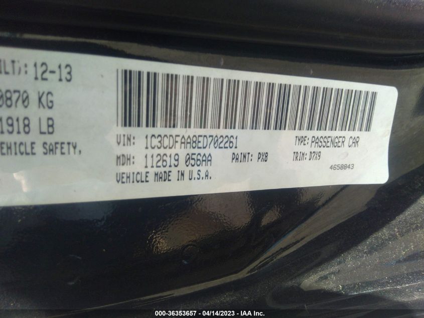 2014 DODGE DART SE - 1C3CDFAA8ED702261