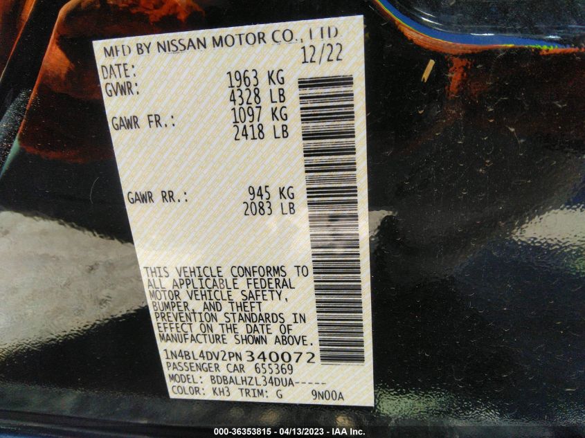 2023 NISSAN ALTIMA 2.5 SV - 1N4BL4DV2PN340072