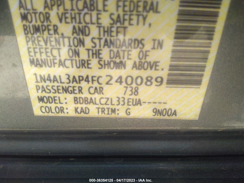 2015 NISSAN ALTIMA 2.5 - 1N4AL3AP4FC240089