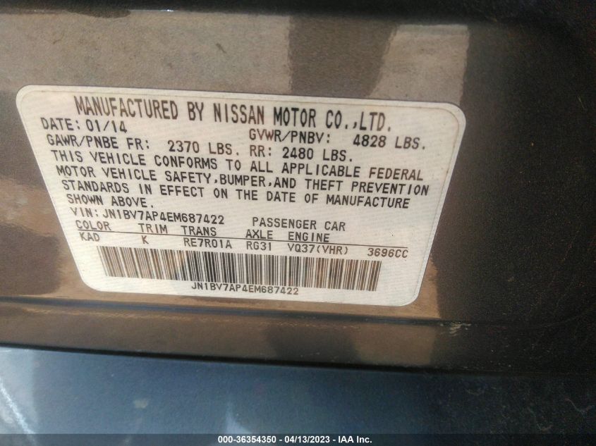 2014 INFINITI Q50 - JN1BV7AP4EM687422