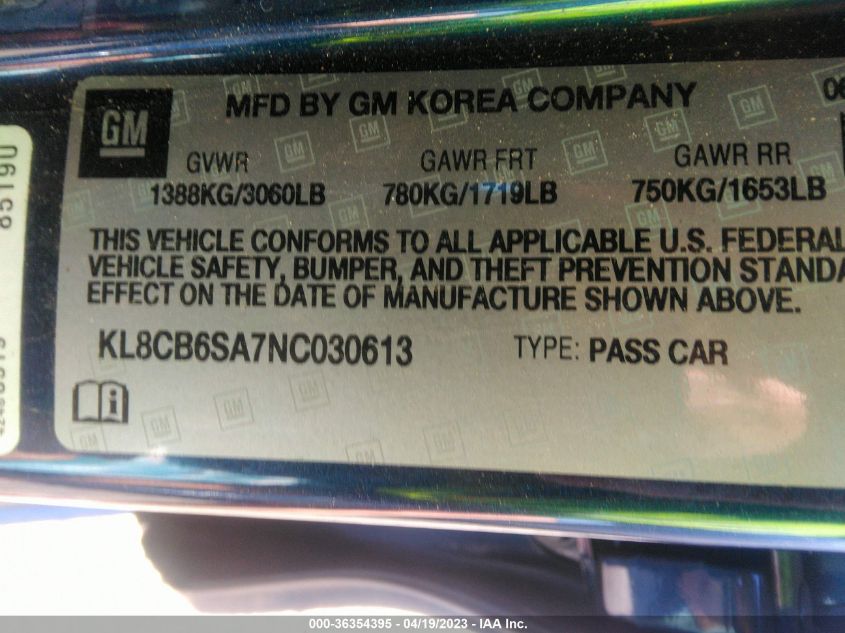 2022 CHEVROLET SPARK LS - KL8CB6SA7NC030613