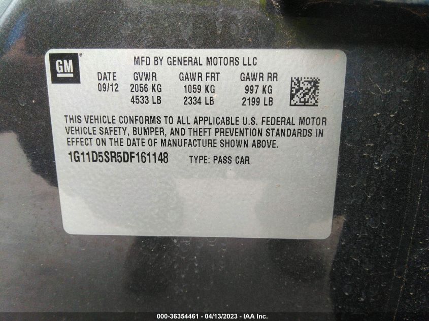 2013 CHEVROLET MALIBU ECO - 1G11D5SR5DF161148