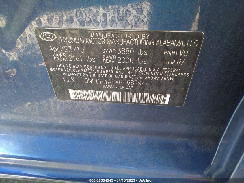 2016 HYUNDAI ELANTRA SE - 5NPDH4AEXGH682944