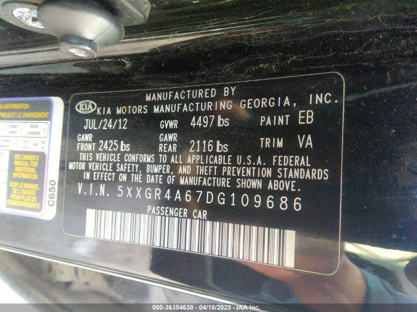 2013 KIA OPTIMA SX W/LIMITED PKG - 5XXGR4A67DG109686