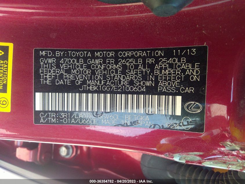 2014 LEXUS ES 350 - JTHBK1GG7E2100604