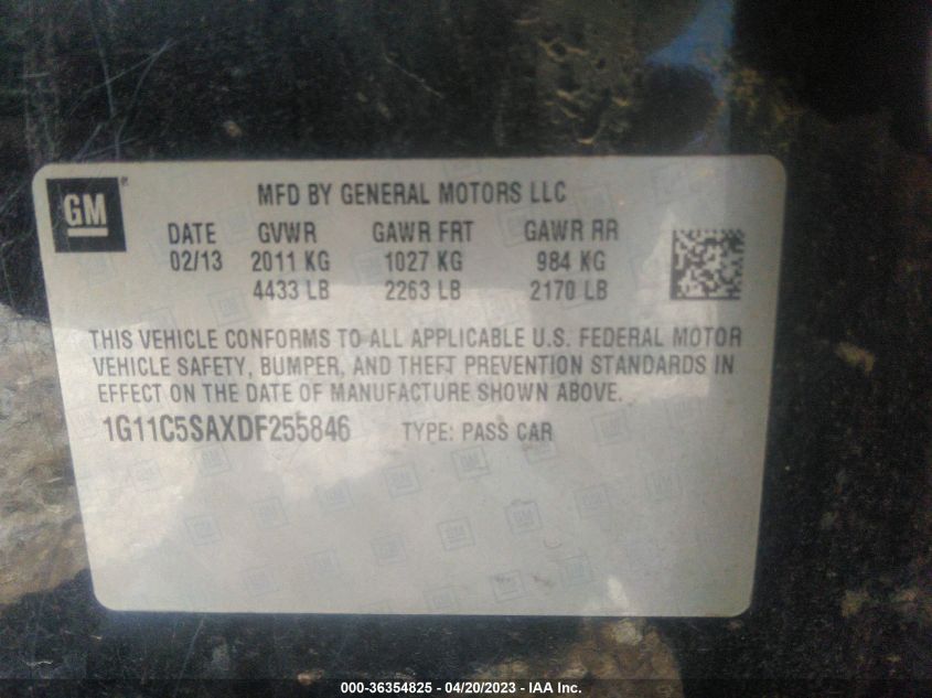 2013 CHEVROLET MALIBU LT - 1G11C5SAXDF255846