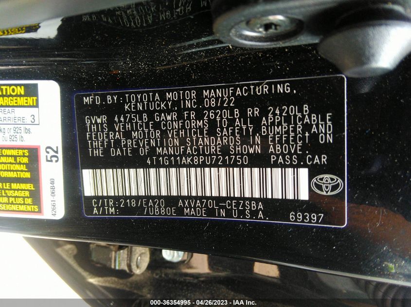 2023 TOYOTA CAMRY SE/SE NIGHTSHADE - 4T1G11AK8PU721750