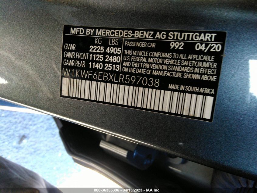 2020 MERCEDES-BENZ C-CLASS AMG C 43 - W1KWF6EBXLR597038