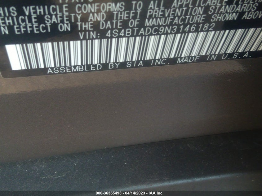 VIN 4S4BTADC9N3146182 2022 SUBARU OUTBACK PREMIUM