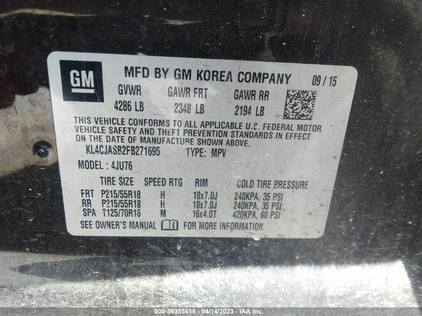 2015 BUICK ENCORE - KL4CJASB2FB271695