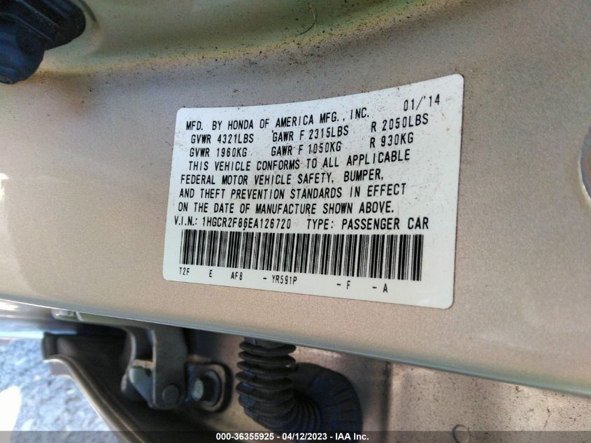 2014 HONDA ACCORD SEDAN EX-L - 1HGCR2F86EA126720