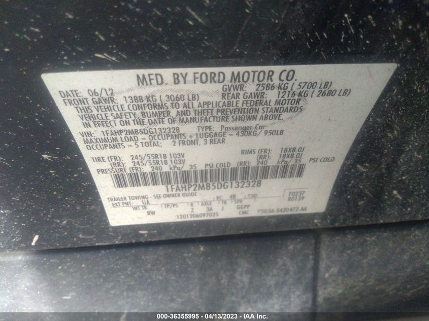 2013 FORD SEDAN POLICE INTERCEPTOR 1FAHP2M85DG132328