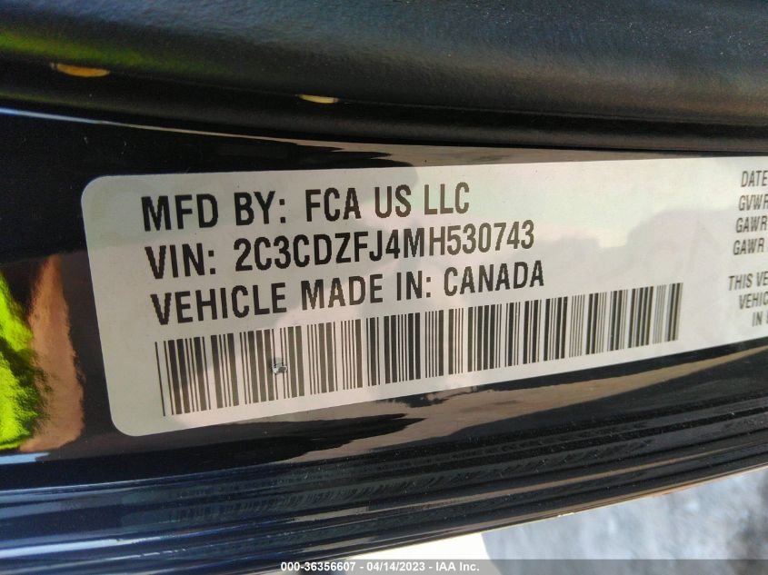 2021 DODGE CHALLENGER R/T SCAT PACK - 2C3CDZFJ4MH530743