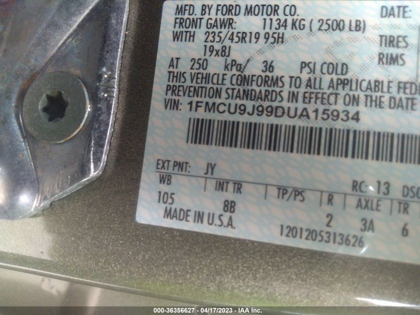 2013 FORD ESCAPE TITANIUM - 1FMCU9J99DUA15934