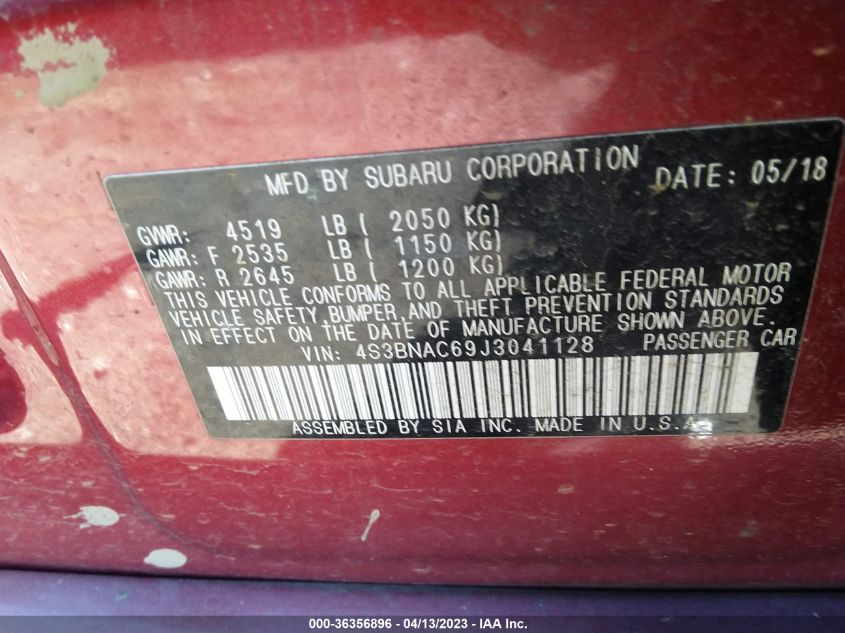 2018 SUBARU LEGACY PREMIUM - 4S3BNAC69J3041128