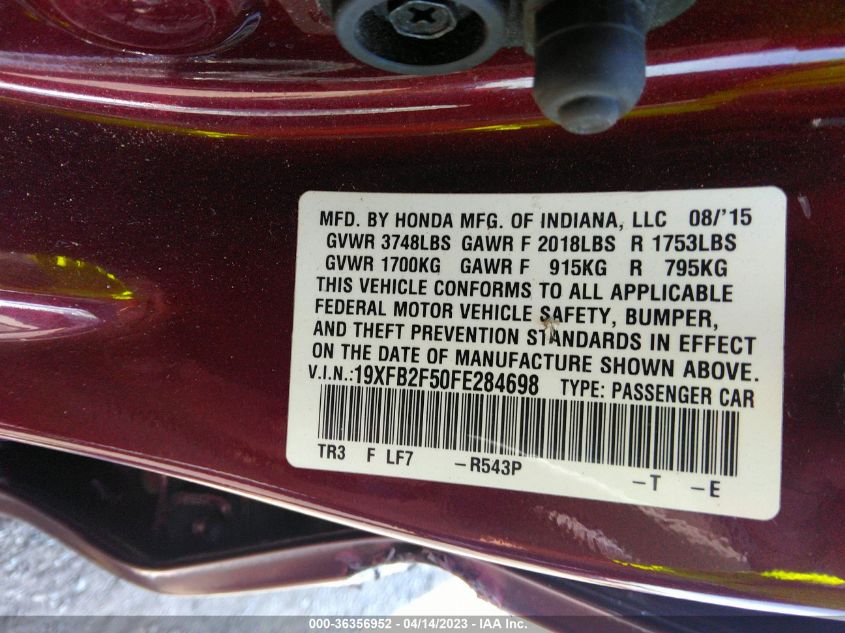2015 HONDA CIVIC SEDAN LX - 19XFB2F50FE284698