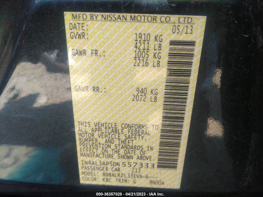 2013 NISSAN ALTIMA 2.5 S - 1N4AL3AP5DN557333