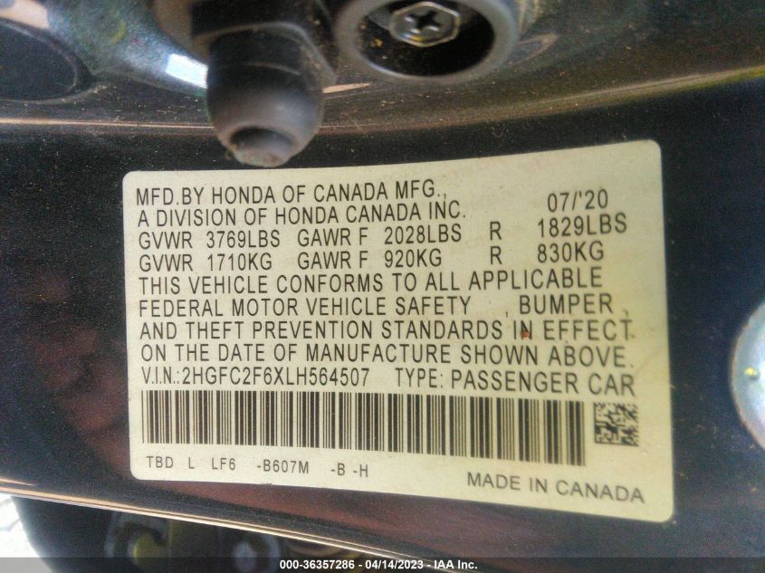 2020 HONDA CIVIC SEDAN LX - 2HGFC2F6XLH564507