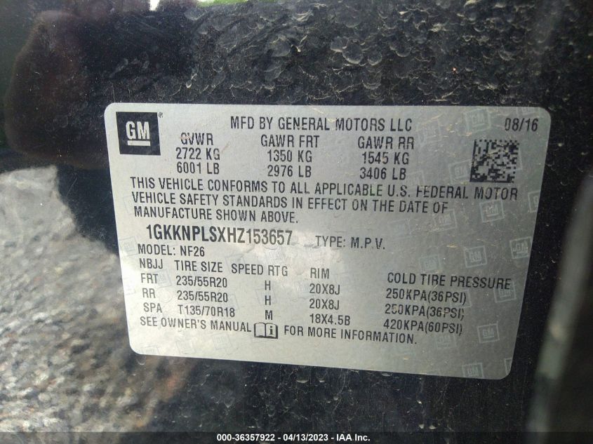 2017 GMC ACADIA DENALI - 1GKKNPLSXHZ153657