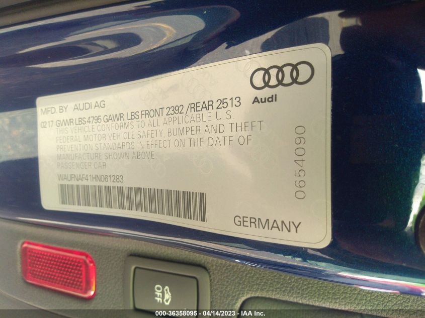 2017 AUDI A4 PRESTIGE - WAUFNAF41HN061283