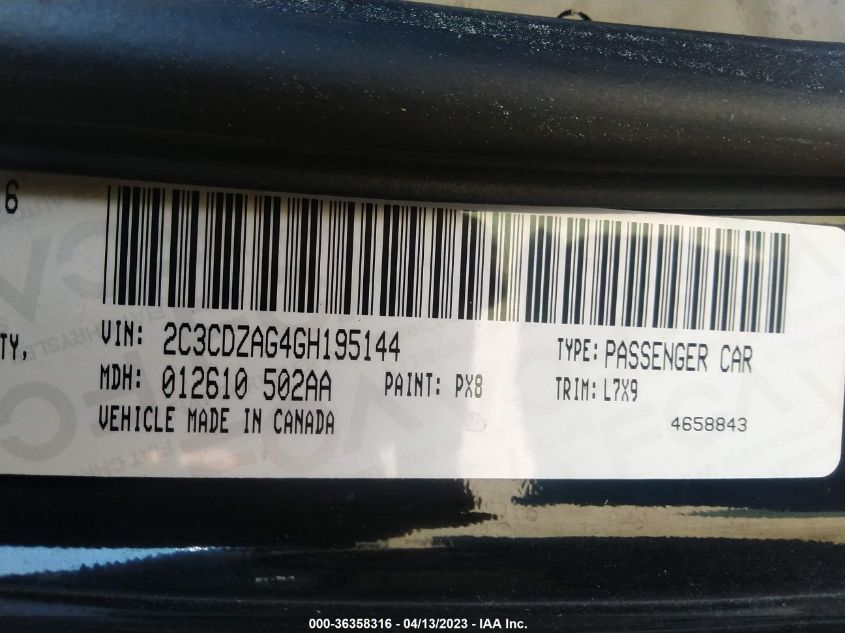 2016 DODGE CHALLENGER SXT - 2C3CDZAG4GH195144