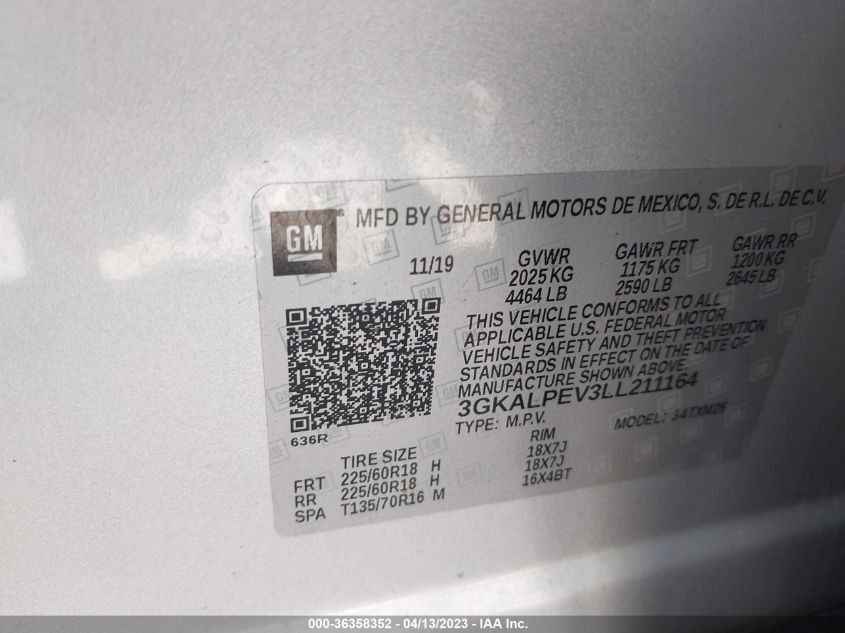2020 GMC TERRAIN SLT - 3GKALPEV3LL211164
