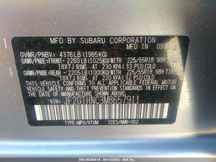 2021 SUBARU CROSSTREK LIMITED - JF2GTHNC3M8657911