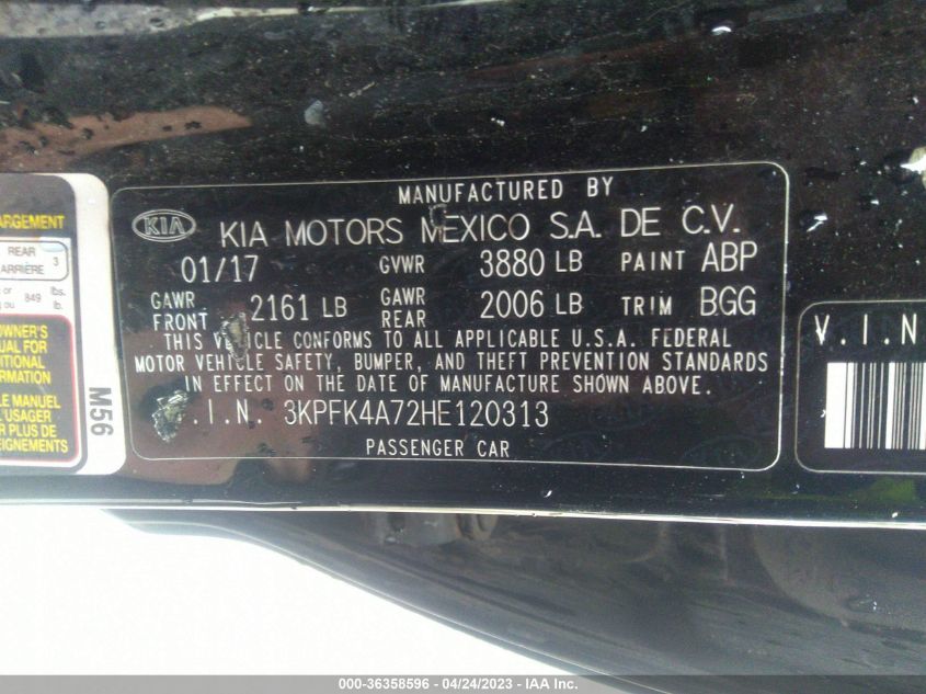 2017 KIA FORTE LX - 3KPFK4A72HE120313